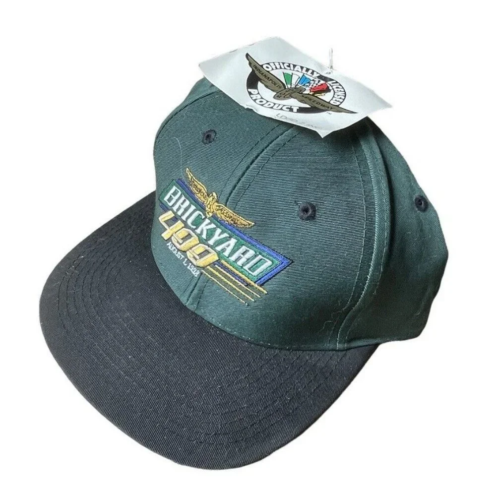 NWT 1999 Brickyard 400 Indy Logo 7 Vintage Snapback Hat Cap 2-Tone Green